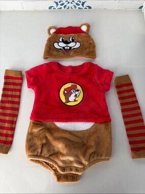 Buc-ee’s Red & Brown Beaver Baby One-Piece Costume Set